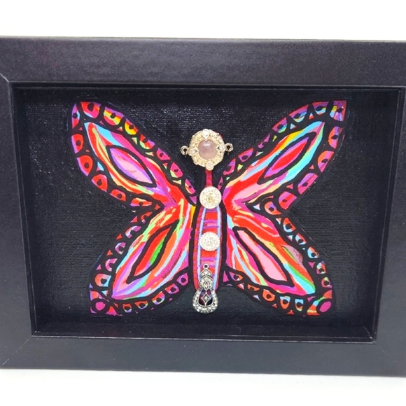 Original Mixed Media Art Colorful Butterfly - Picture 3 of 5